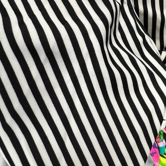 OP Pink Floral and Black Striped One Piece Swimsuit - Picture 9 of 9